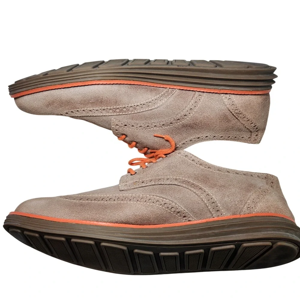 Sandro Moscoloni Suede‎ Wingtip Brogue Derby Oxfords Mens 10.5 D Brazil Orange